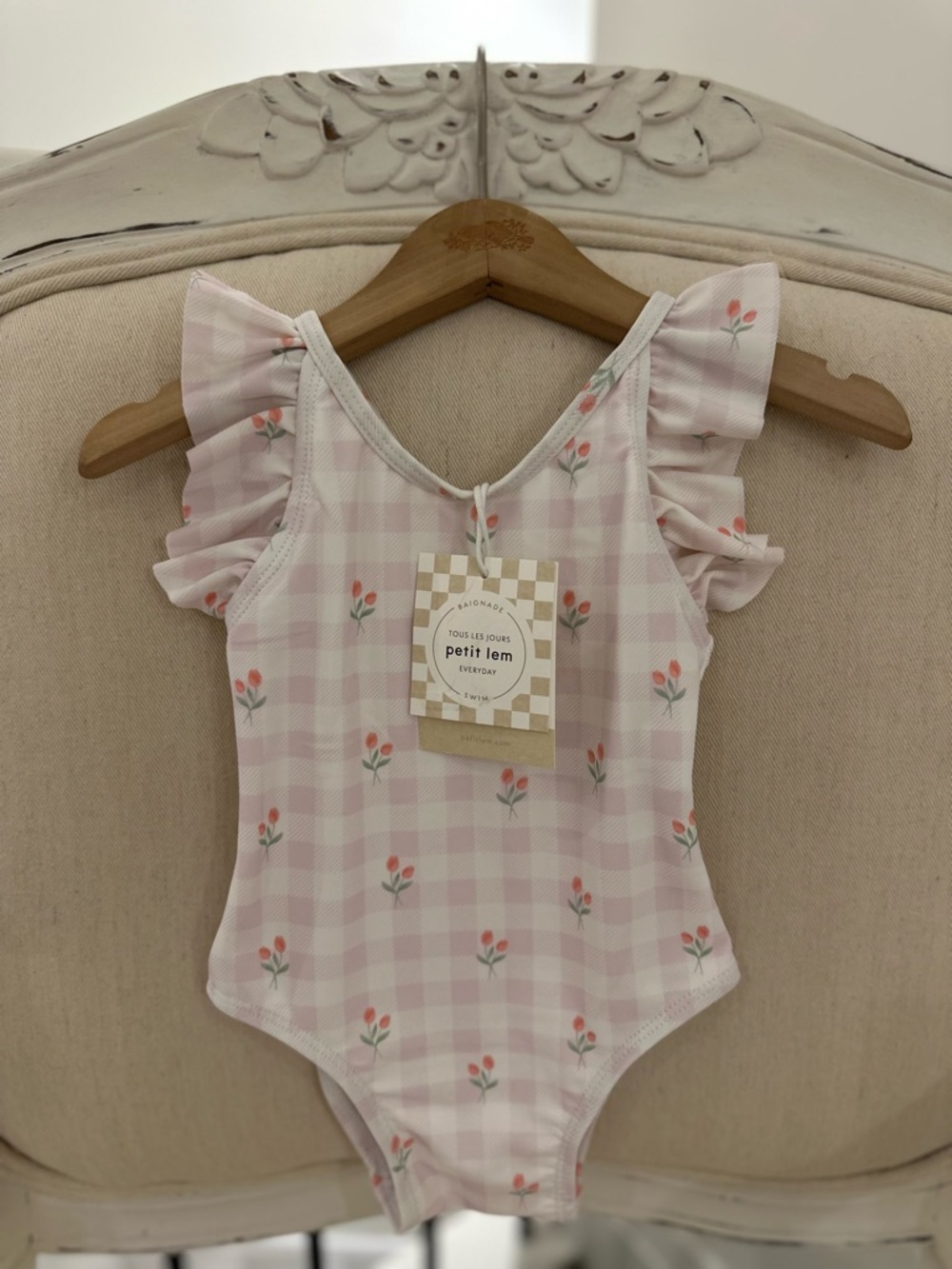🤍 12~18 Mth Petit Lem Lavendar Tulip One Piece Baby Swimsuit Light Purple NWT